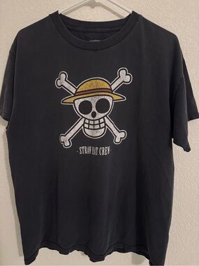 Onepiece Black Tee with White One Piece Logo